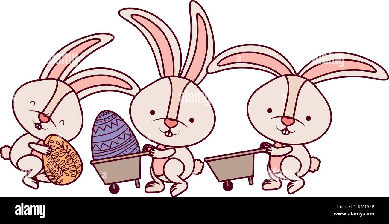bunnies with wheelbarrow and easter egg icon Stock Vector Image & Art ...