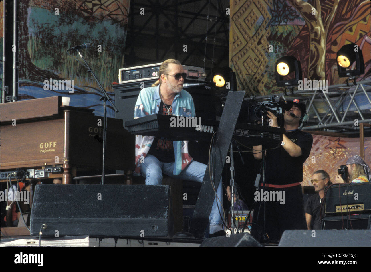 Gregg Allman is shown performing with the Allman Brothers Band at Woodstock '94. Stock Photo
