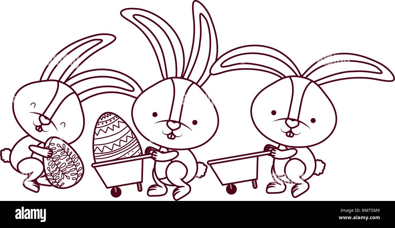 bunnies with wheelbarrow and easter egg icon Stock Vector Image & Art ...