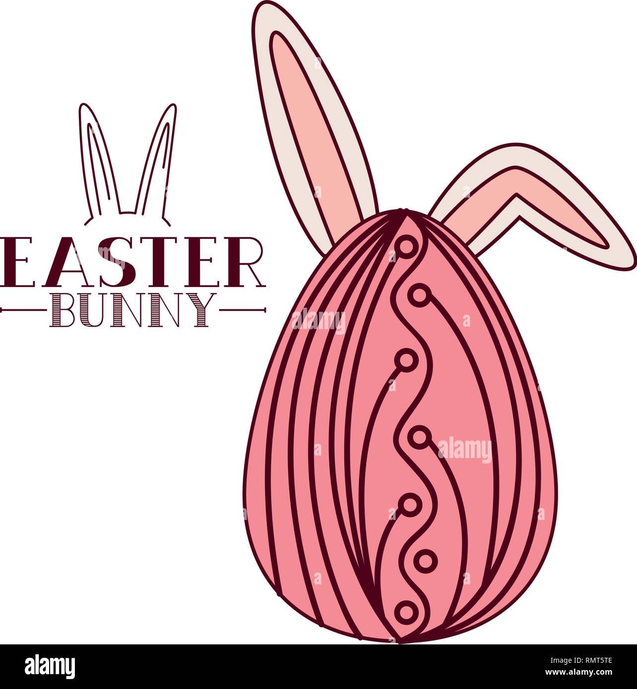 easter bunny label with egg and rabbit ears icon Stock Vector Image ...