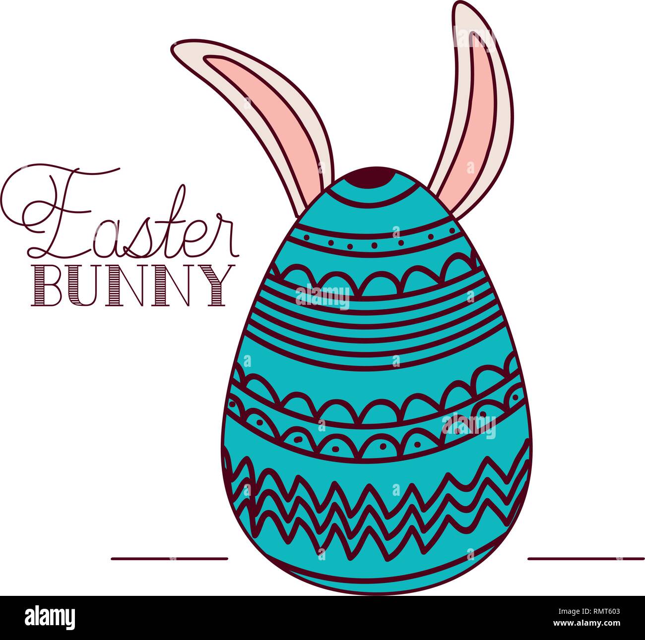easter bunny label with egg and rabbit ears icon Stock Vector Image ...