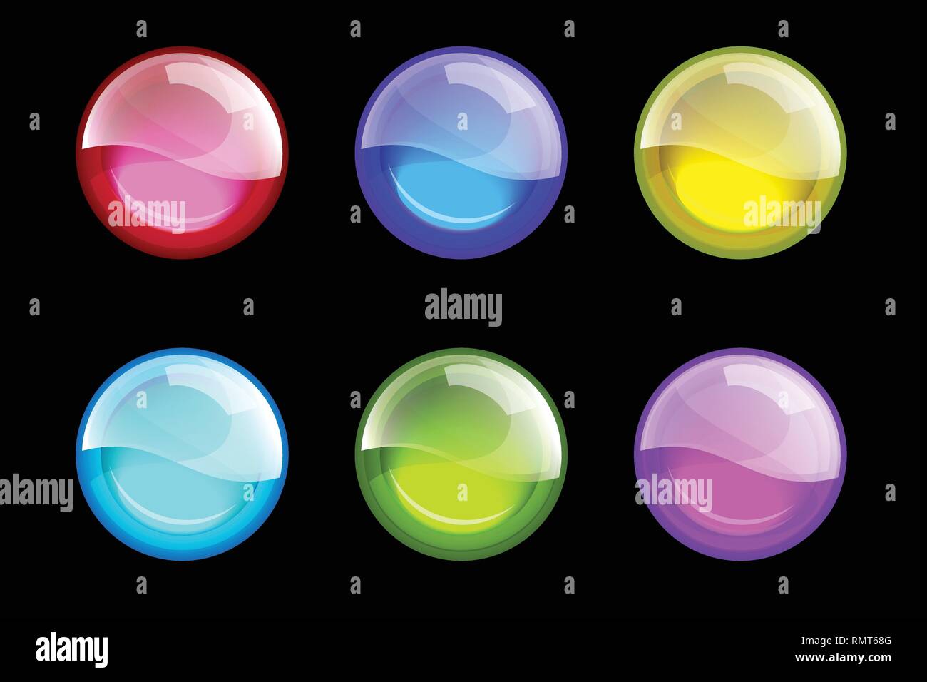 set of colored spheres. Glass vector buttons. Glossy spheres Stock Vector