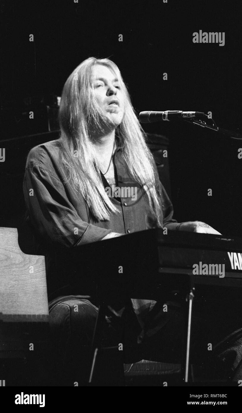 Gregg Allman is shown performing with the Allman Brothers Band during a 'live' concert appearance. Stock Photo