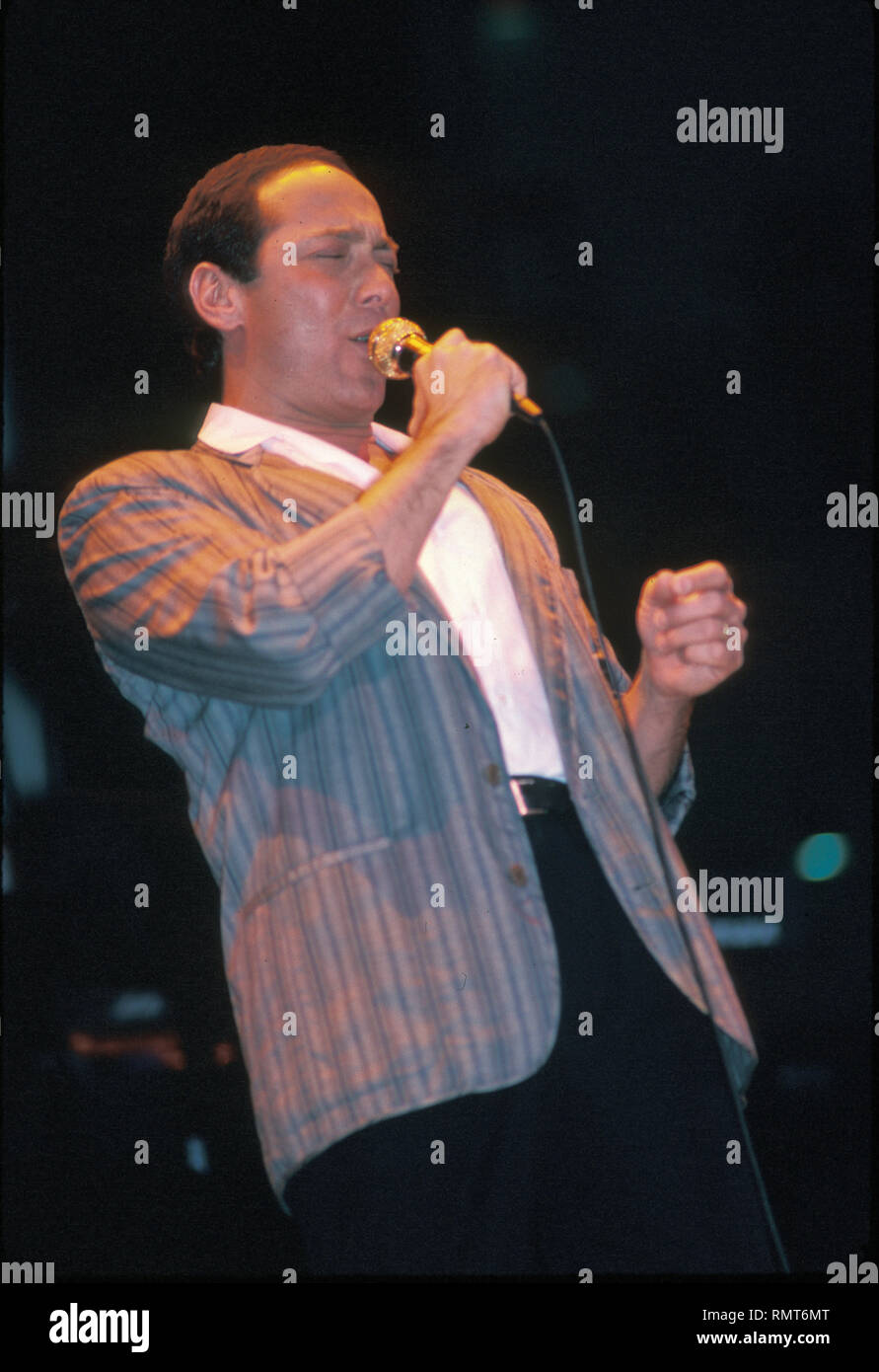 Singer Paul Anka is shown performing 'live' in concert. Stock Photo
