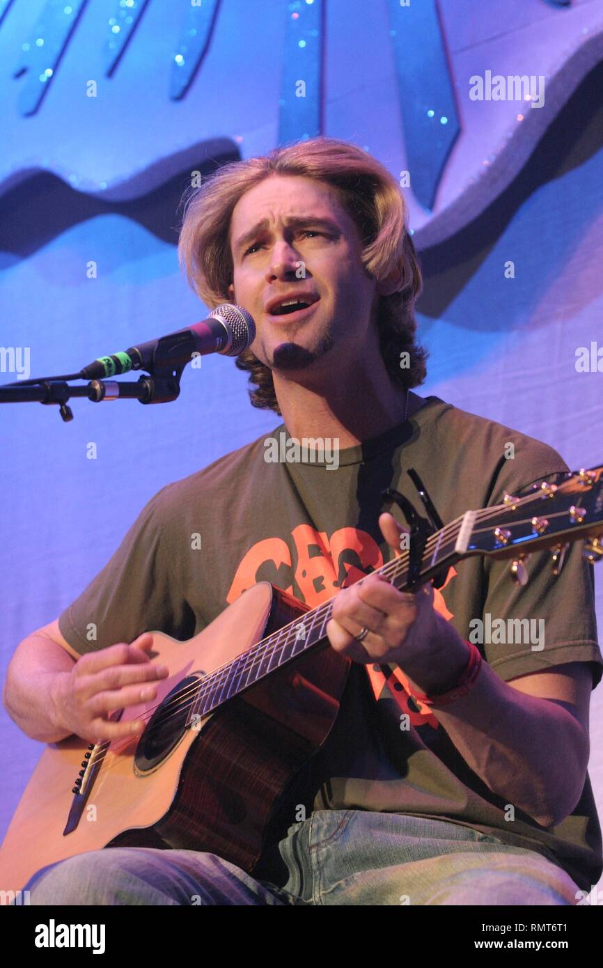 Bronson Arroyo is shown taking a break from playing with the Boston Red Sox and is performing 'live' in concert at the Tsongas Arena in Lowell, Massachusetts. Stock Photo