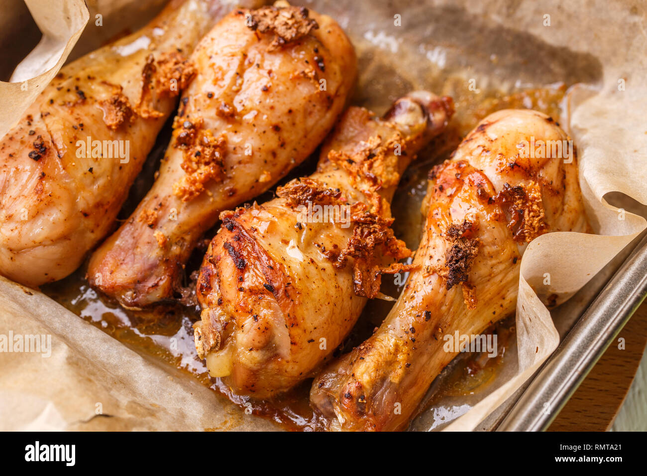 Drumstick poultry baked in oven Stock Photo Alamy