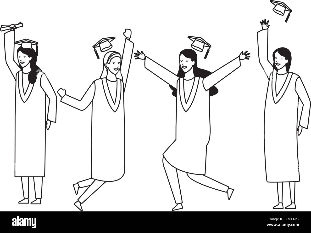 Graduation gowns Stock Vector Images - Alamy