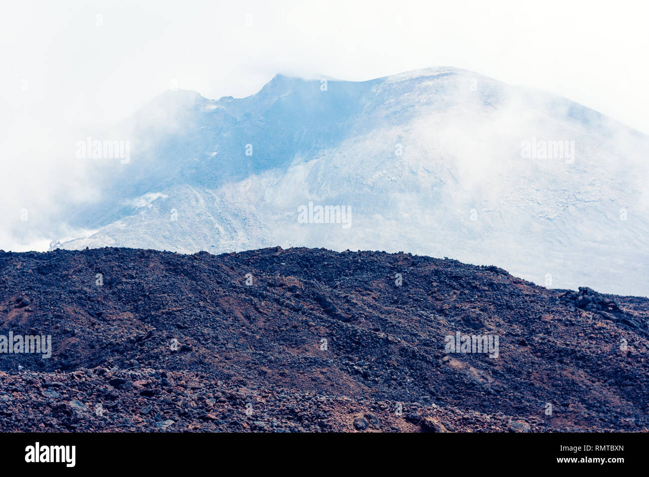 Mount etna active volcano on the east coast of sicily italy stock