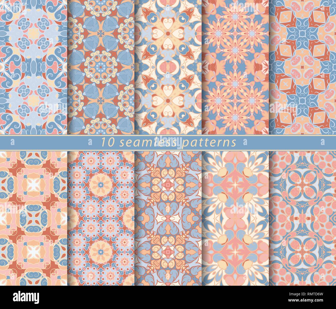 Vector set of ten seamless floral patterns. Decorative and design ...