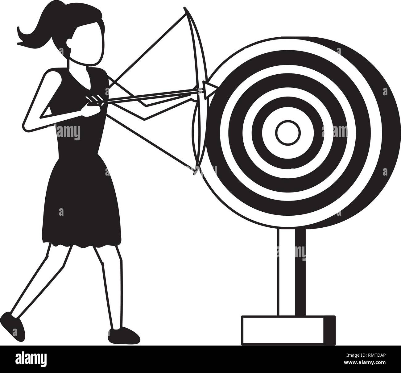 business woman with bow arrow and target Stock Vector Image & Art - Alamy