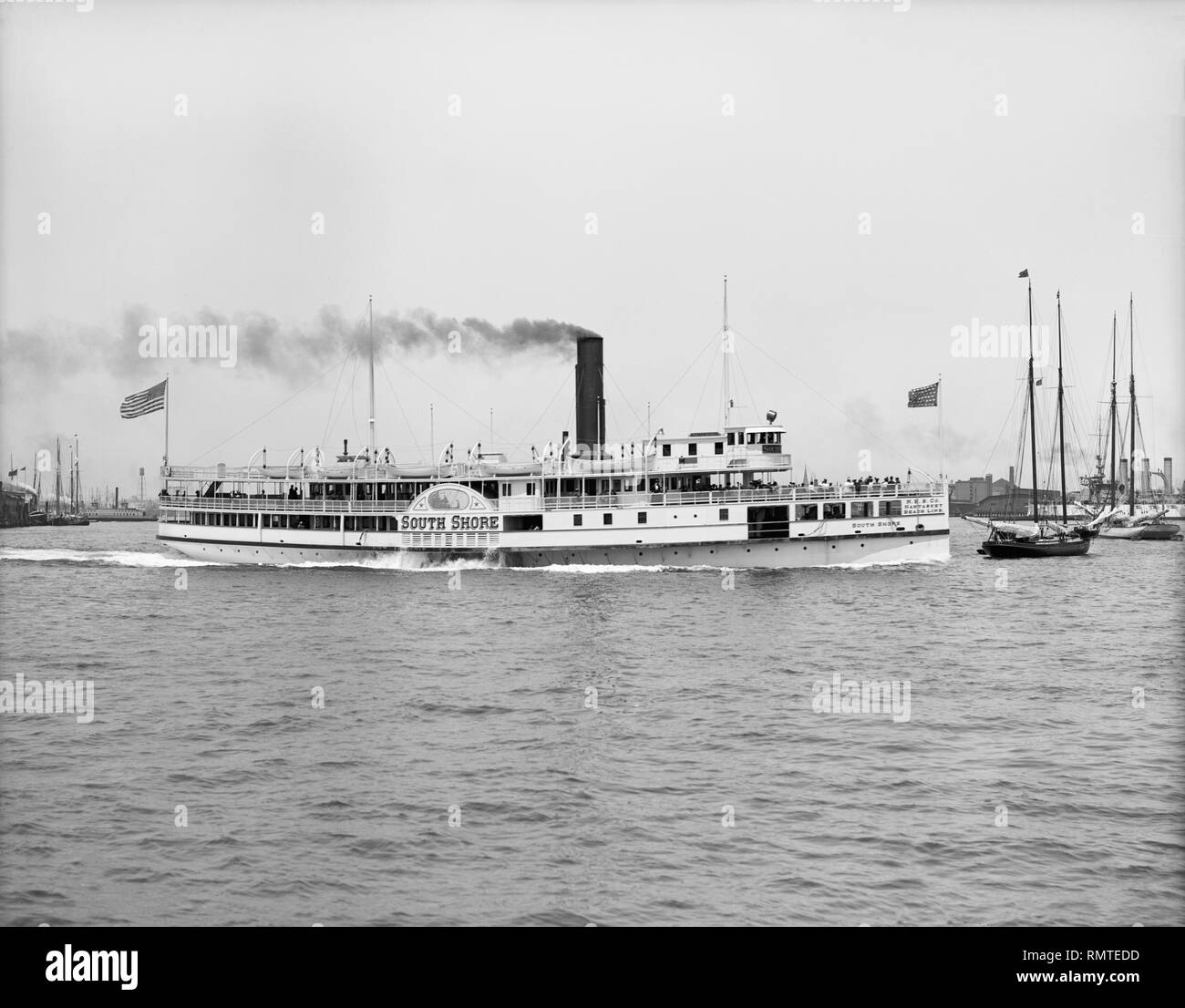 South Shore Steamer, Boston, Massachusetts, USA, Detroit Publishing Company, 1906 Stock Photo