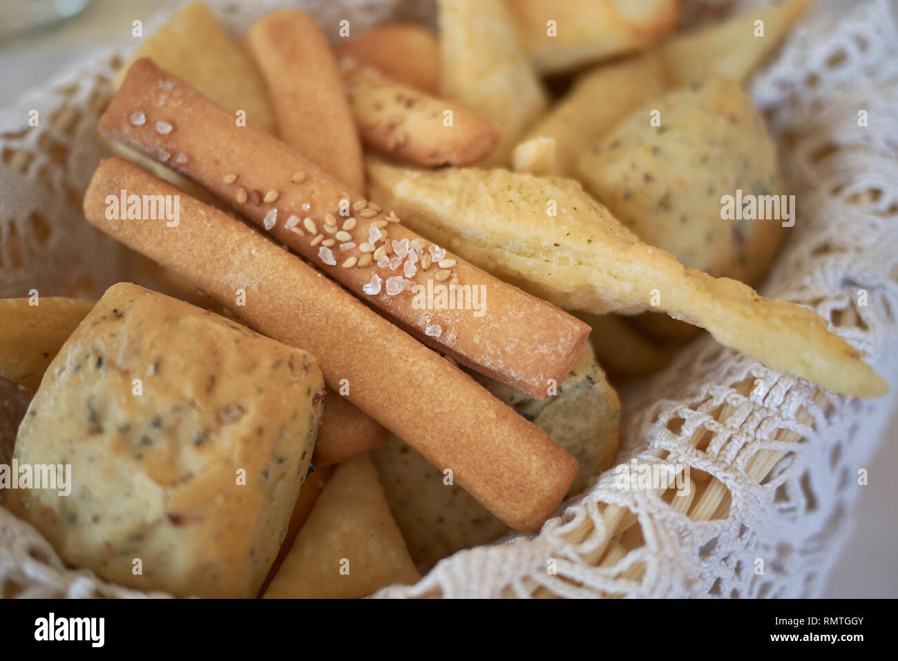 Assorted bread basket Stock Photo