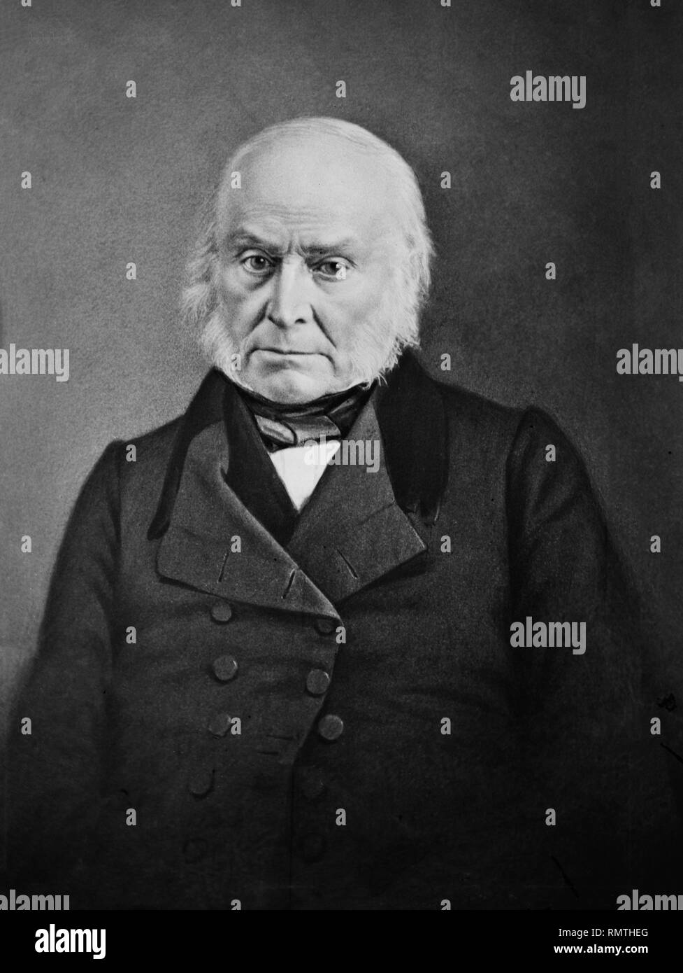 John Quincy Adams (1767-1848), Sixth President of the United States, Half-Length Portrait, Daguerreotype, Mathew Brady, 1840's Stock Photo