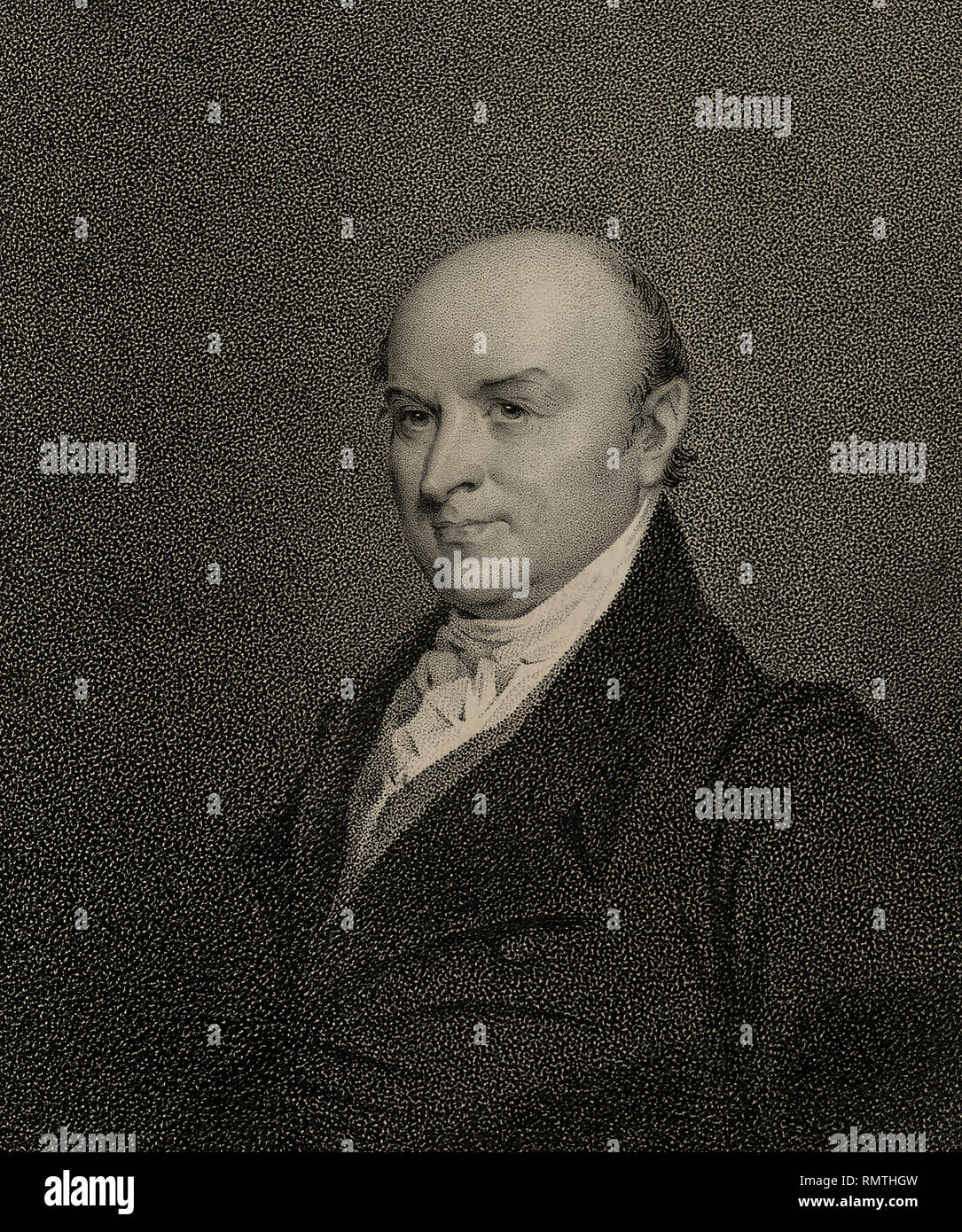John Quincy Adams (1767-1848), Sixth President of the United States, Head and Shoulders Portrait, Engraving by James Barton Longacre, 1825 Stock Photo
