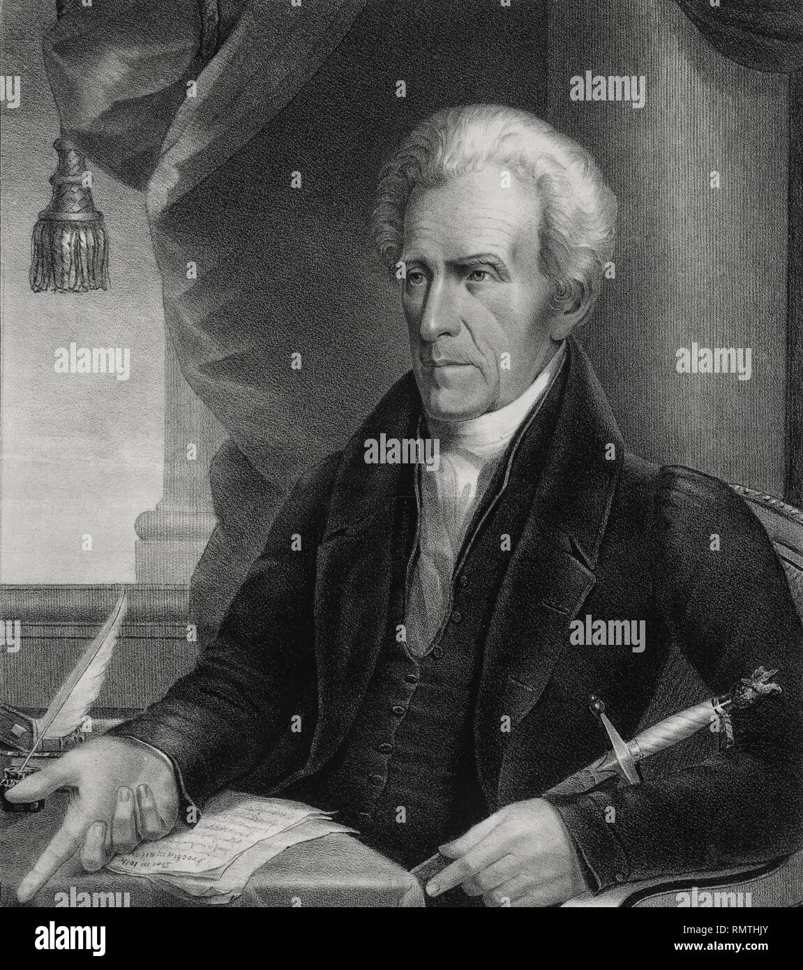 Andrew Jackson (1767-1845), Seventh President of the United States, Half-Length Seated, Portrait, Ezra Bisbee, 1833 Stock Photo