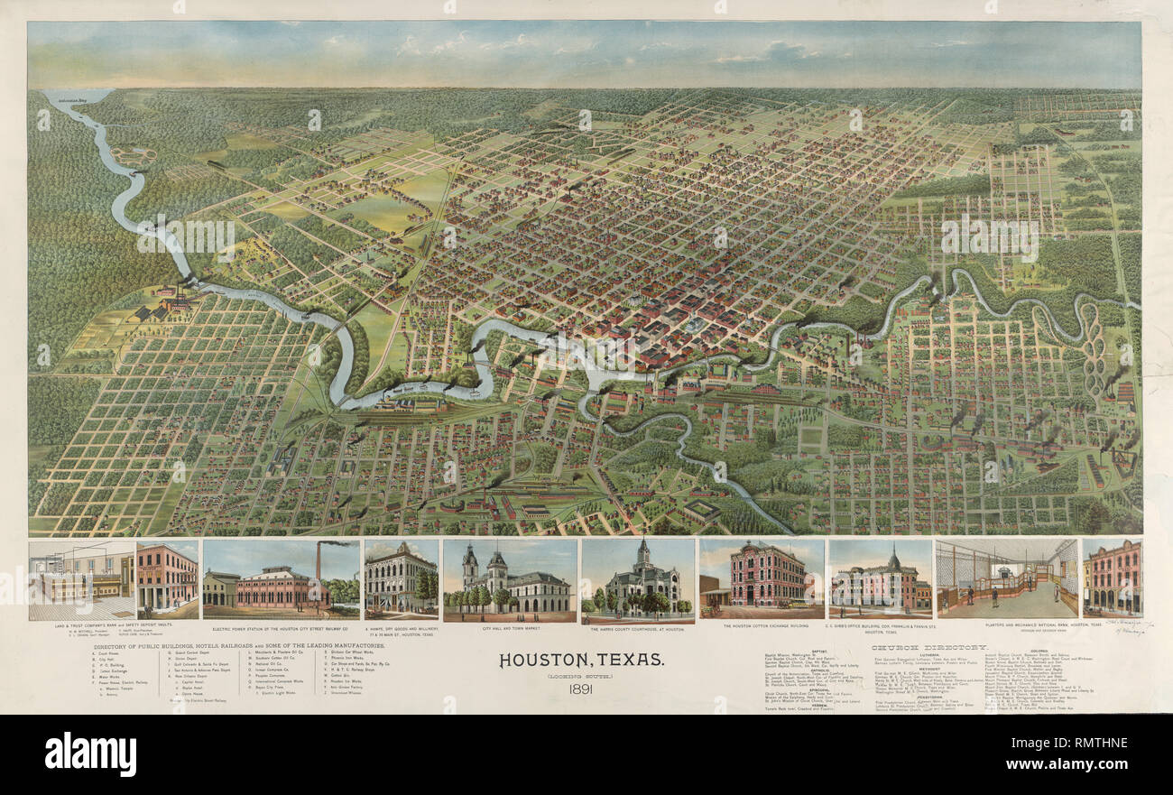 Houston Texas, Looking South, D.W. Ensign, Chicago, 1892 Stock Photo