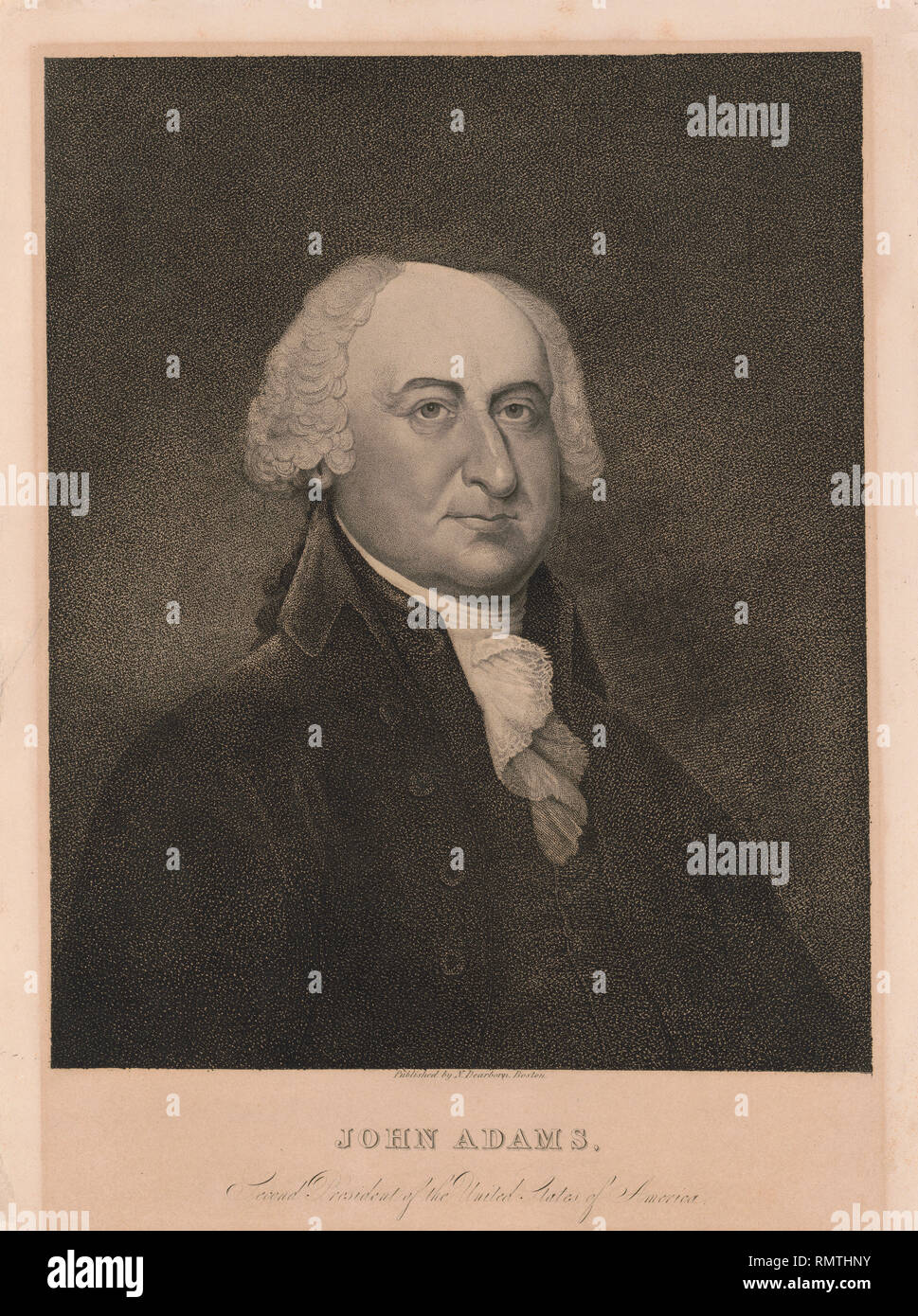 John Adams (1735-1826), Second President of the United States, Head and Shoulders Portrait, Published by N. Dearborn, Boston Stock Photo