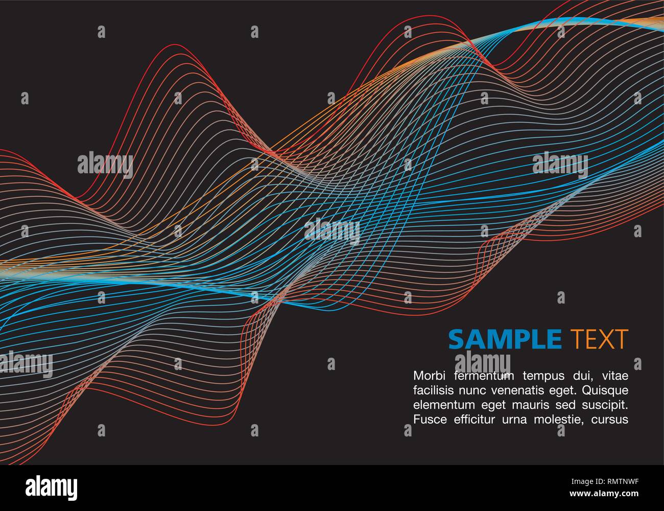Colorful waves on black background Stock Vector