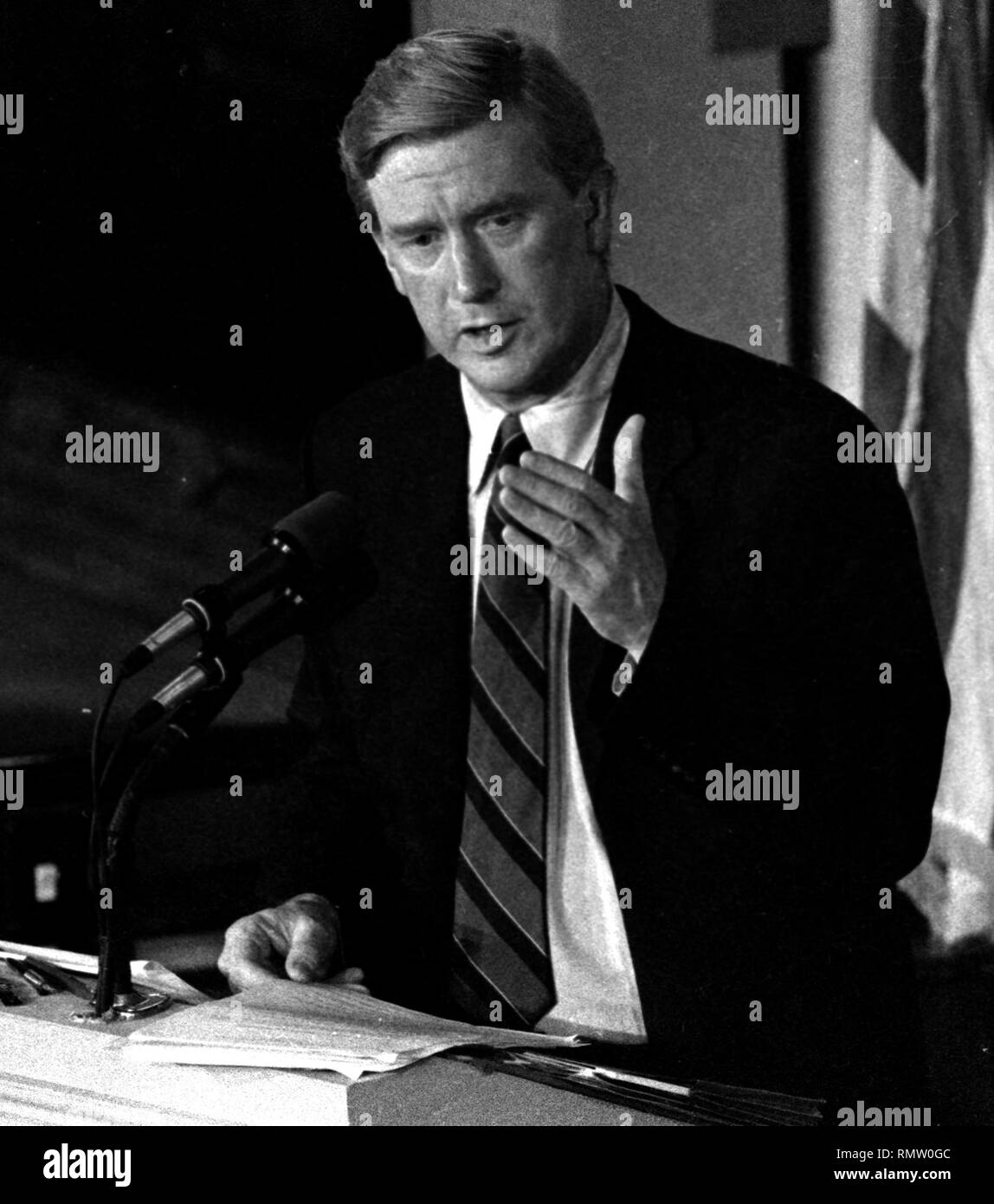 Former Massachusetts Governor Bill Weld announced he will run against President Donald Trump for the Republican Presidential nomination in 2020. Weld in this image was photographed during a Massachusetts gubernatorial debate in Boston Ma USA photo by Bill Belknap 1995 Stock Photo