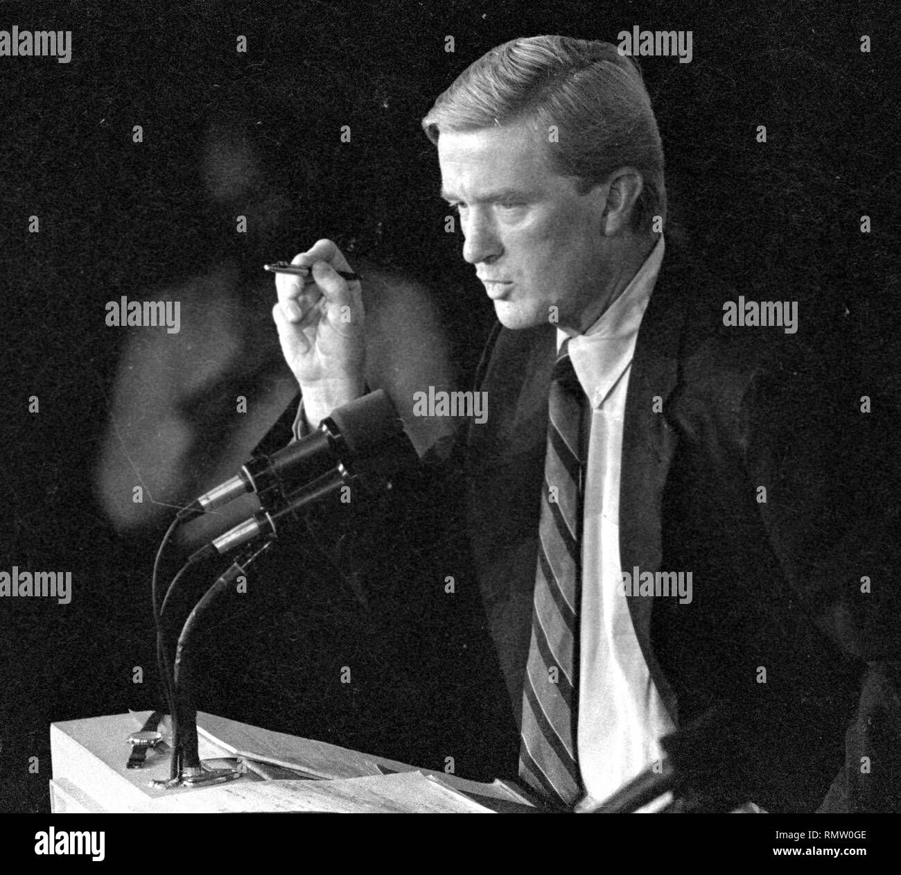 Former Massachusetts Governor Bill Weld announced he will run against President Donald Trump for the Republican Presidential nomination in 2020. Weld in this image was photographed during a Massachusetts gubernatorial debate in Boston Ma USA photo by Bill Belknap 1995 Stock Photo