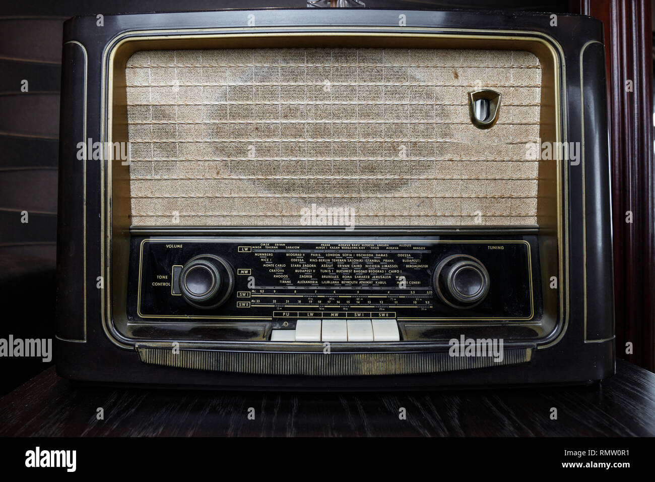 Very Old Radio, Music or news from cities all over the world Stock Photo -  Alamy