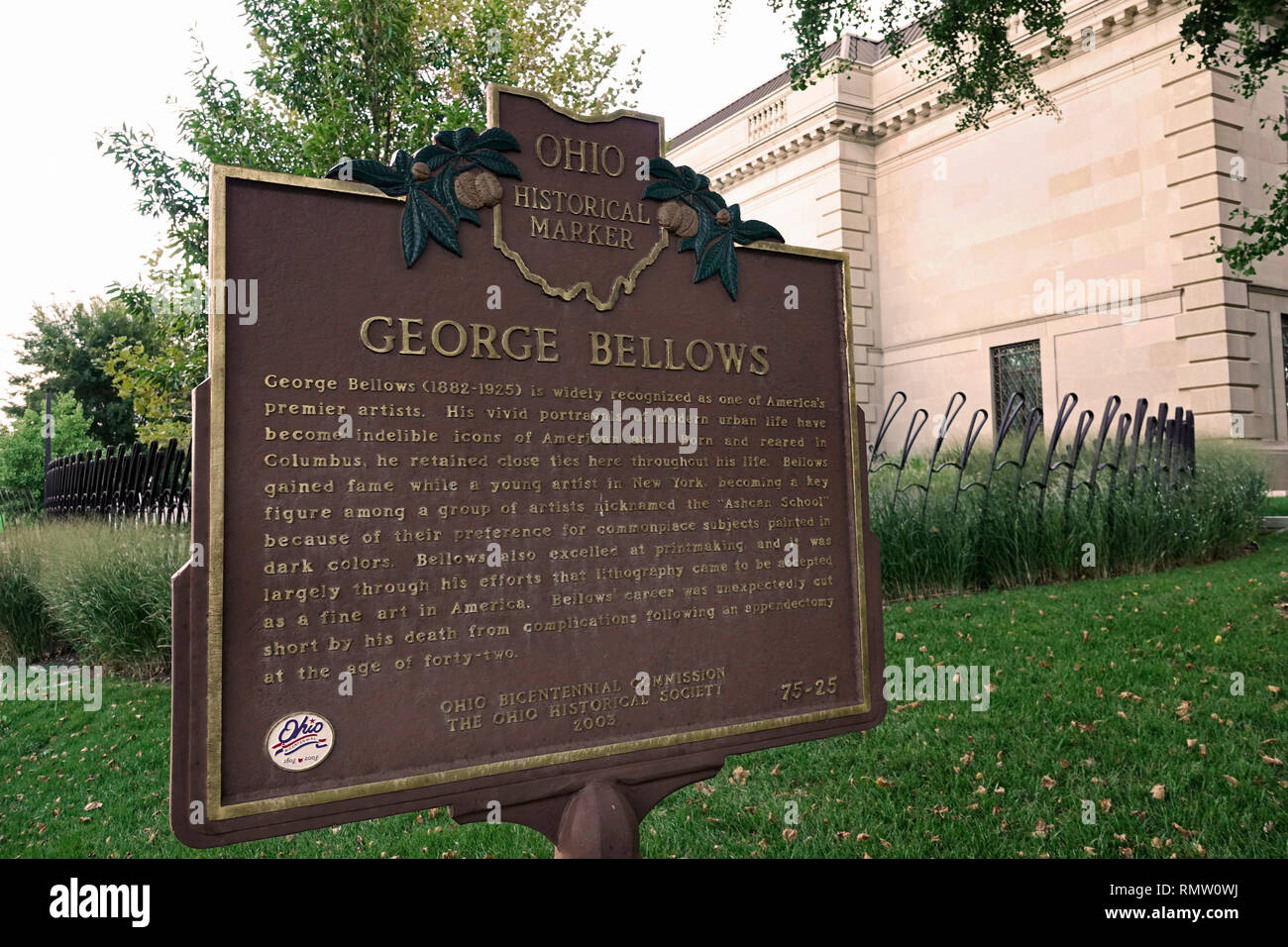 George Bellows historical marker Columbus Ohio Stock Photo