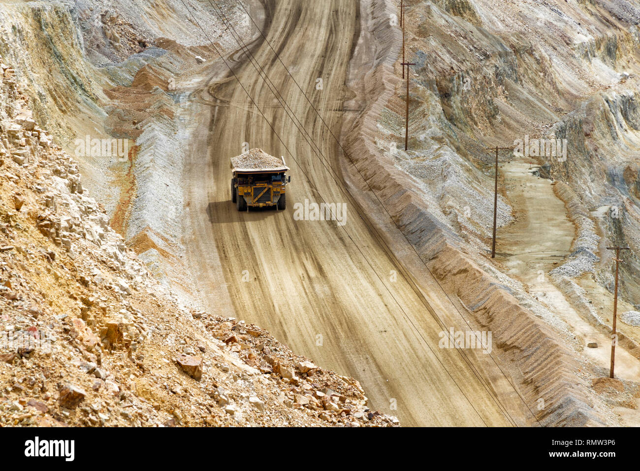 Excavation open pit mine Kennecott, copper, gold and silver mine operation, USA Stock Photo