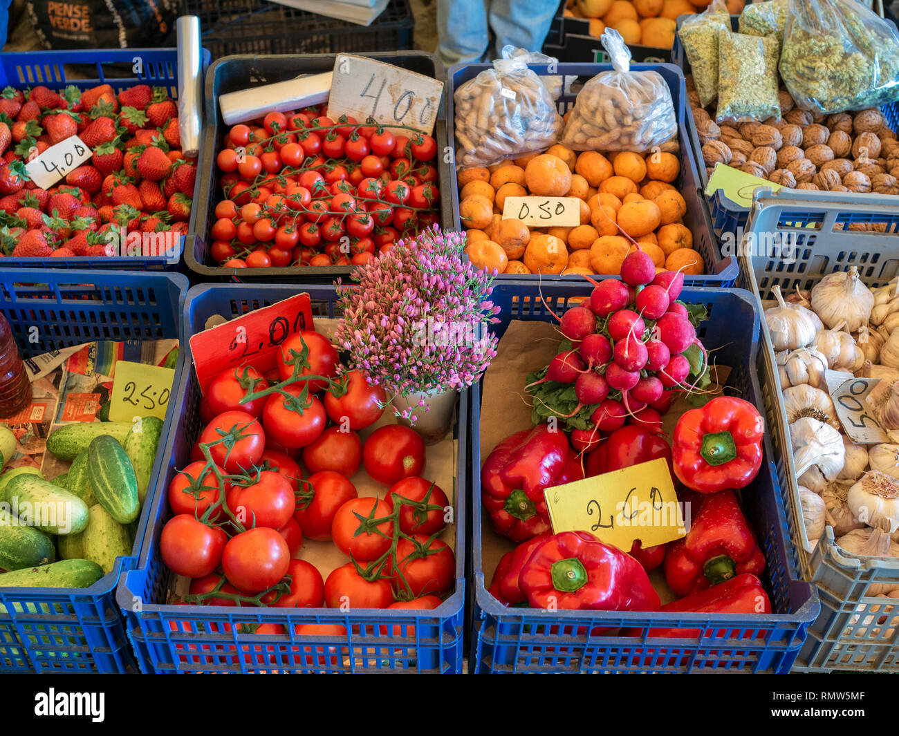 Fresh fruit and vegetables at the Lagos Farmer's Market, which operates each Saturday at a warehouse at the bus station. Stock Photo