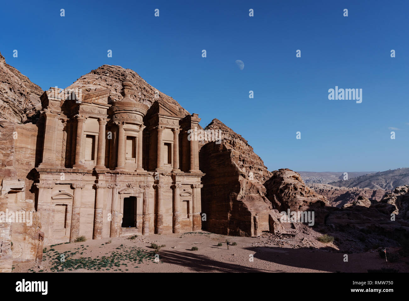 Monastery ancient architecture in Petra in Jordan Stock Photo