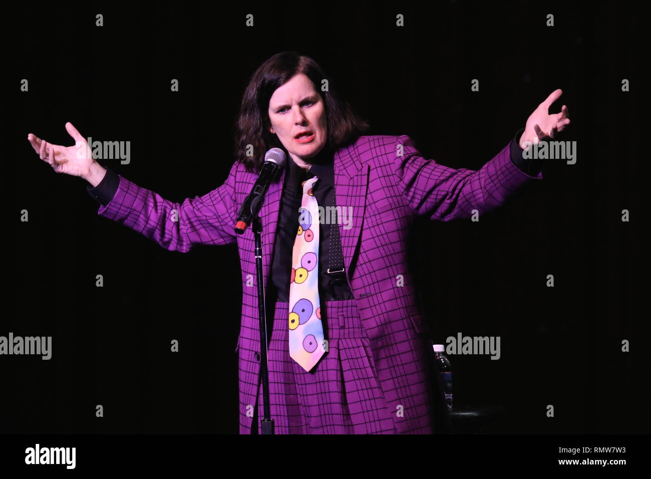 Comedian, author, actress, interviewer and commentator Paula Poundstone is shown performing on stage during a 'live' concert appearance Stock Photo