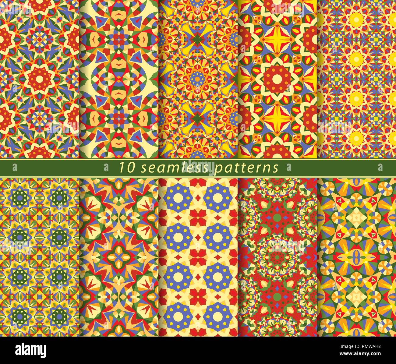 Vector set of ten seamless floral patterns. Decorative and design ...