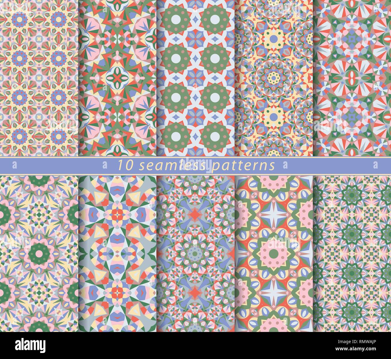 Vector set of ten seamless floral patterns. Decorative and design ...