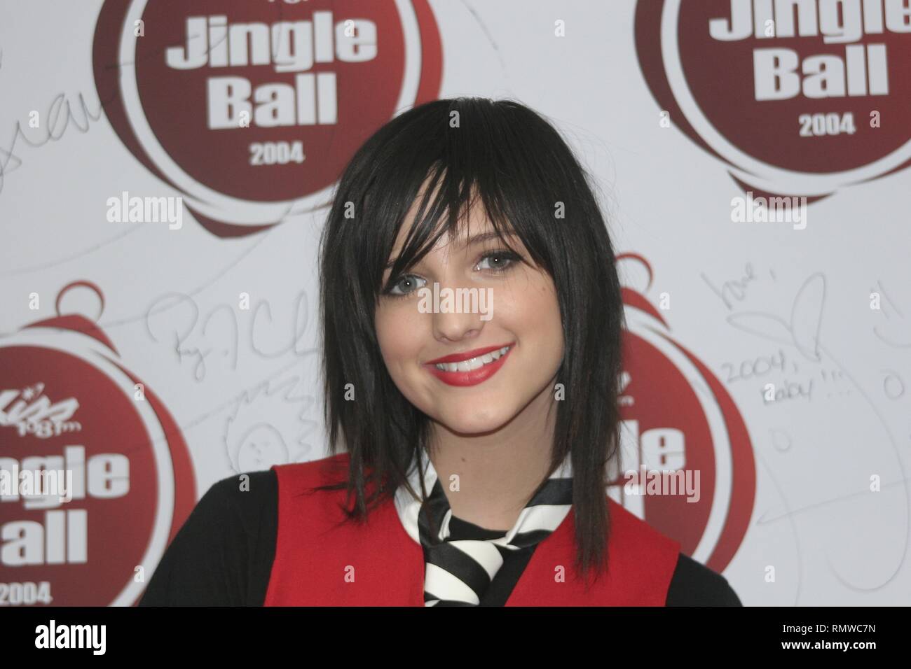 Singer Ashlee Simpson-Wentz is shown at a press conference that followed her 'live' concert appearance. Stock Photo