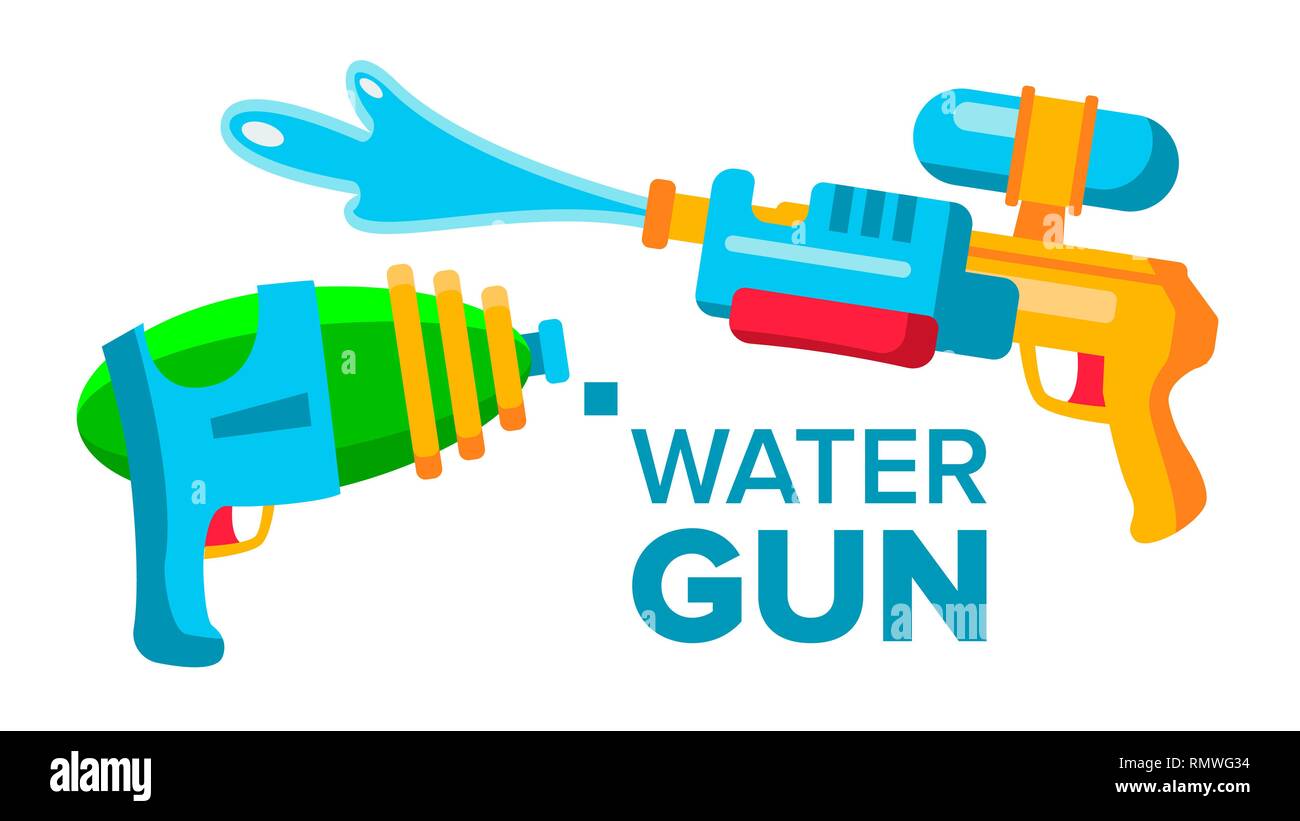 Water Gun Set Vector. Isolated Flat Cartoon Illustration Stock Vector ...