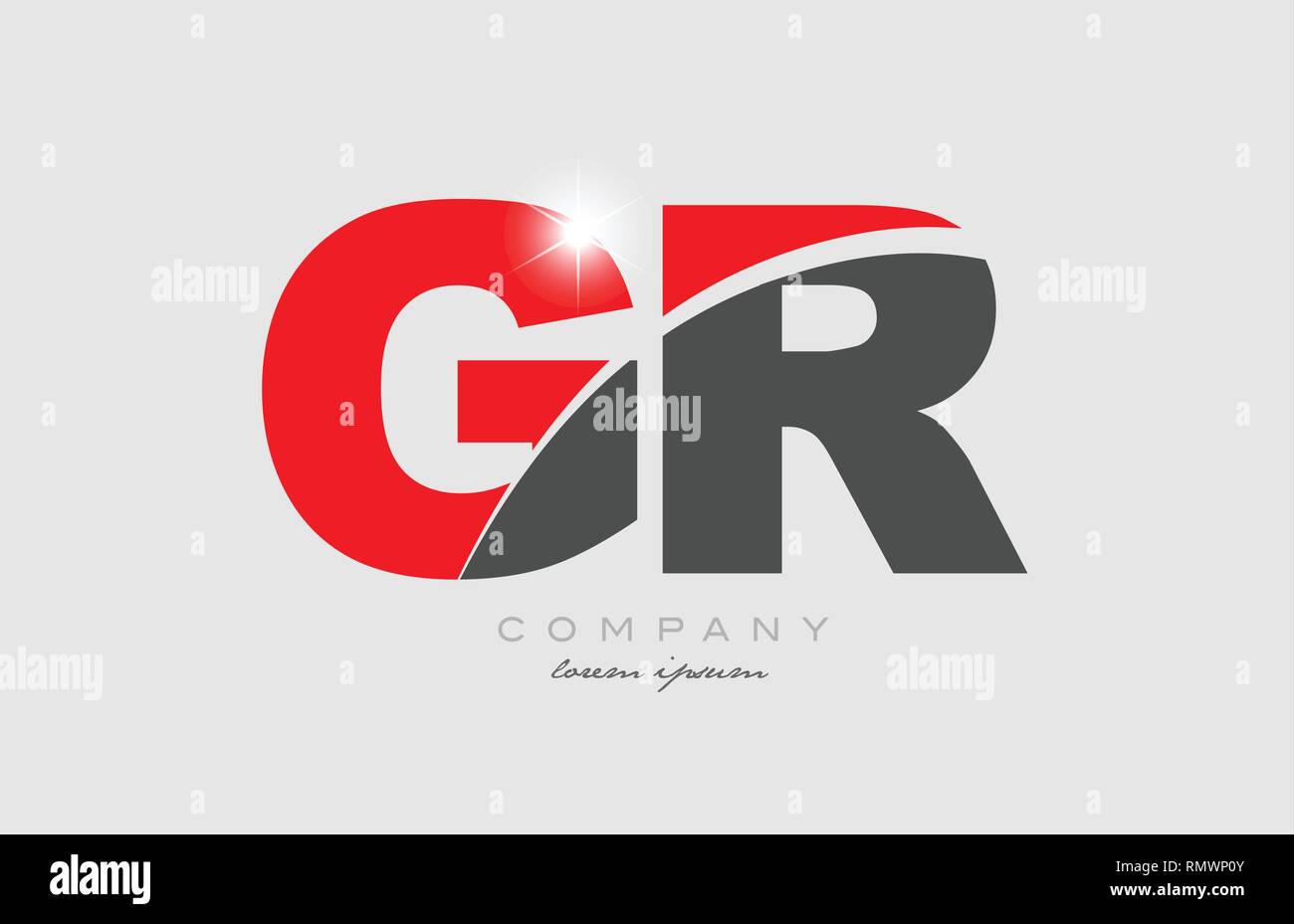 combination letter gr g r in grey red color alphabet logo icon design ...