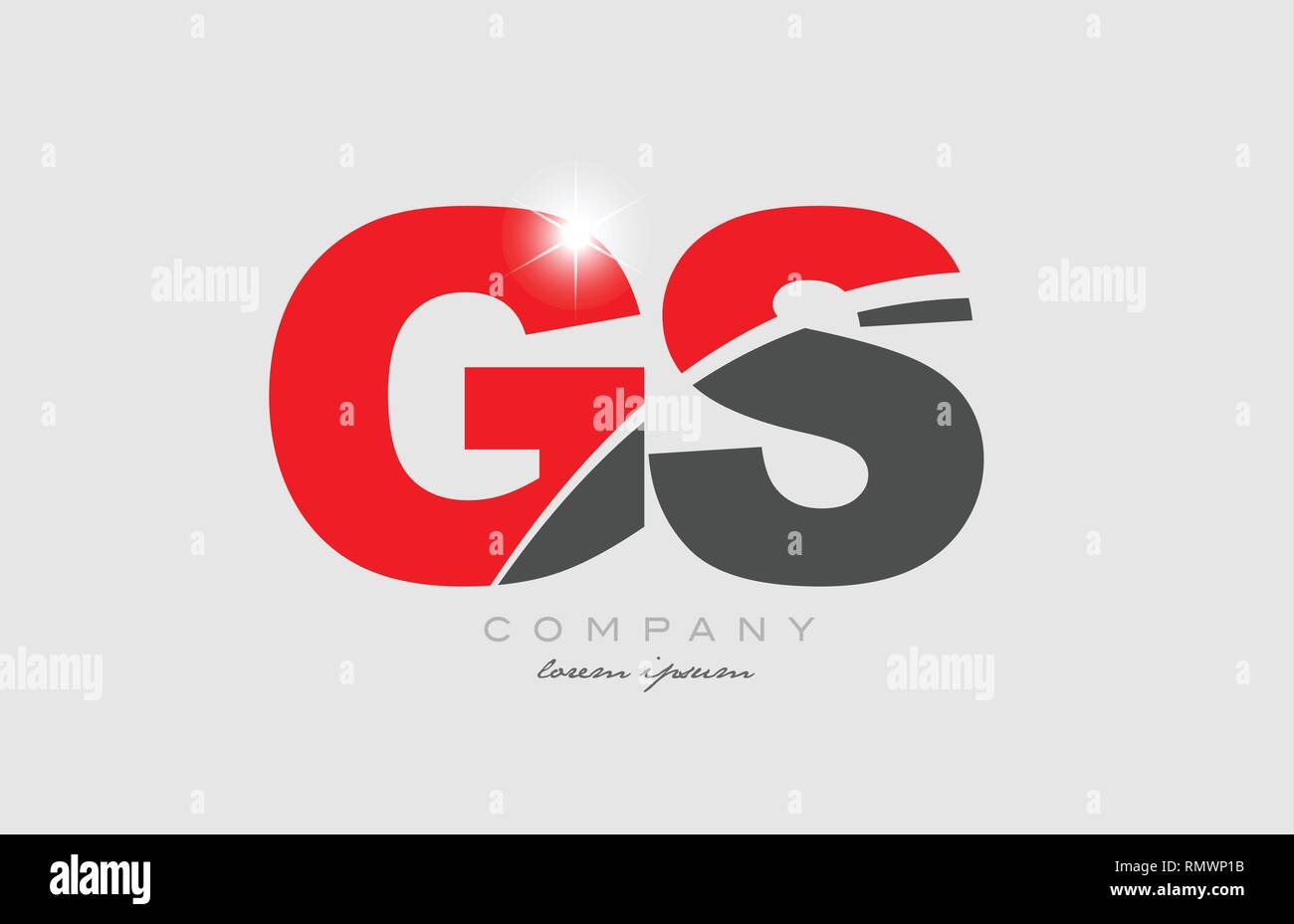 combination letter gs g s in grey red color alphabet logo icon design ...