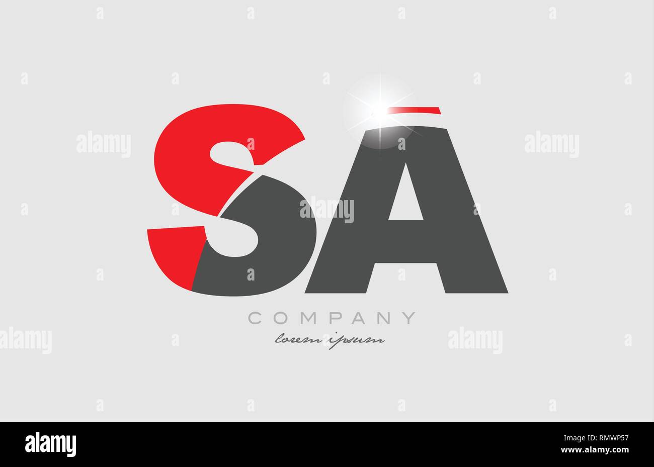 combination letter sa s a in grey red color alphabet logo icon design ...