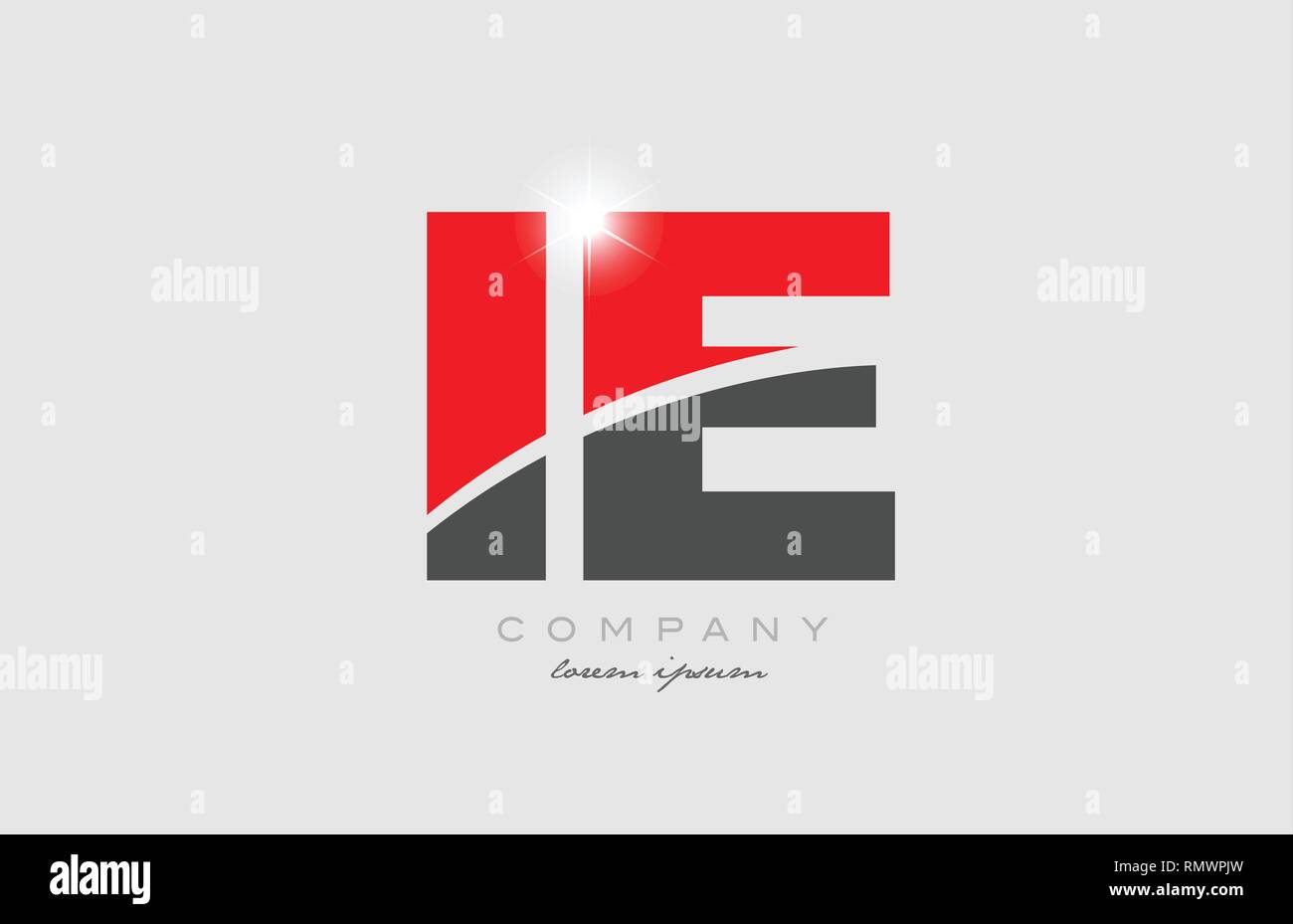 combination letter ie i e in grey red color alphabet logo icon design suitable for a company or business Stock Vector