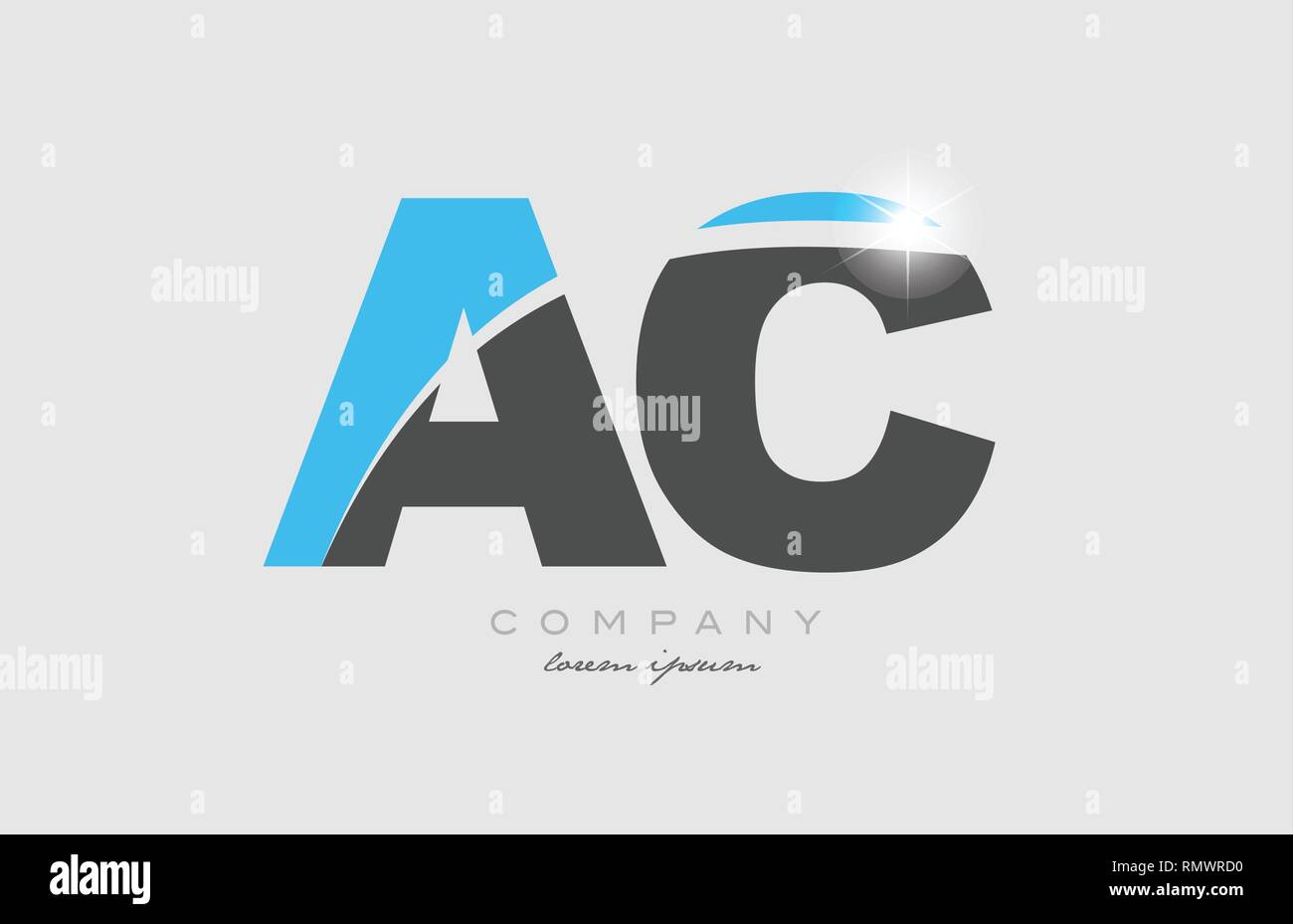 combination letter ac a c in grey blue color alphabet logo icon design ...