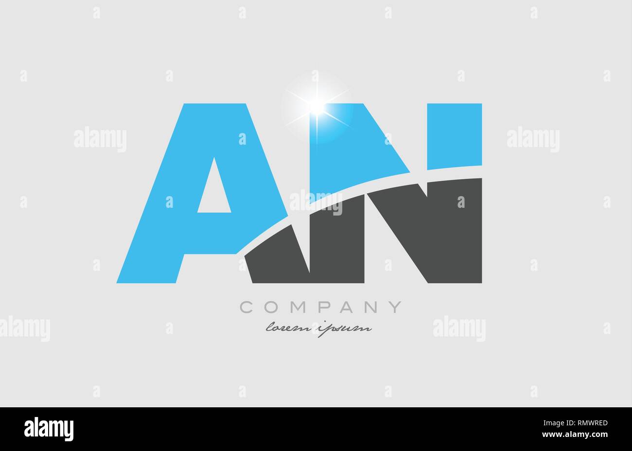combination letter an a n in grey blue color alphabet logo icon design ...