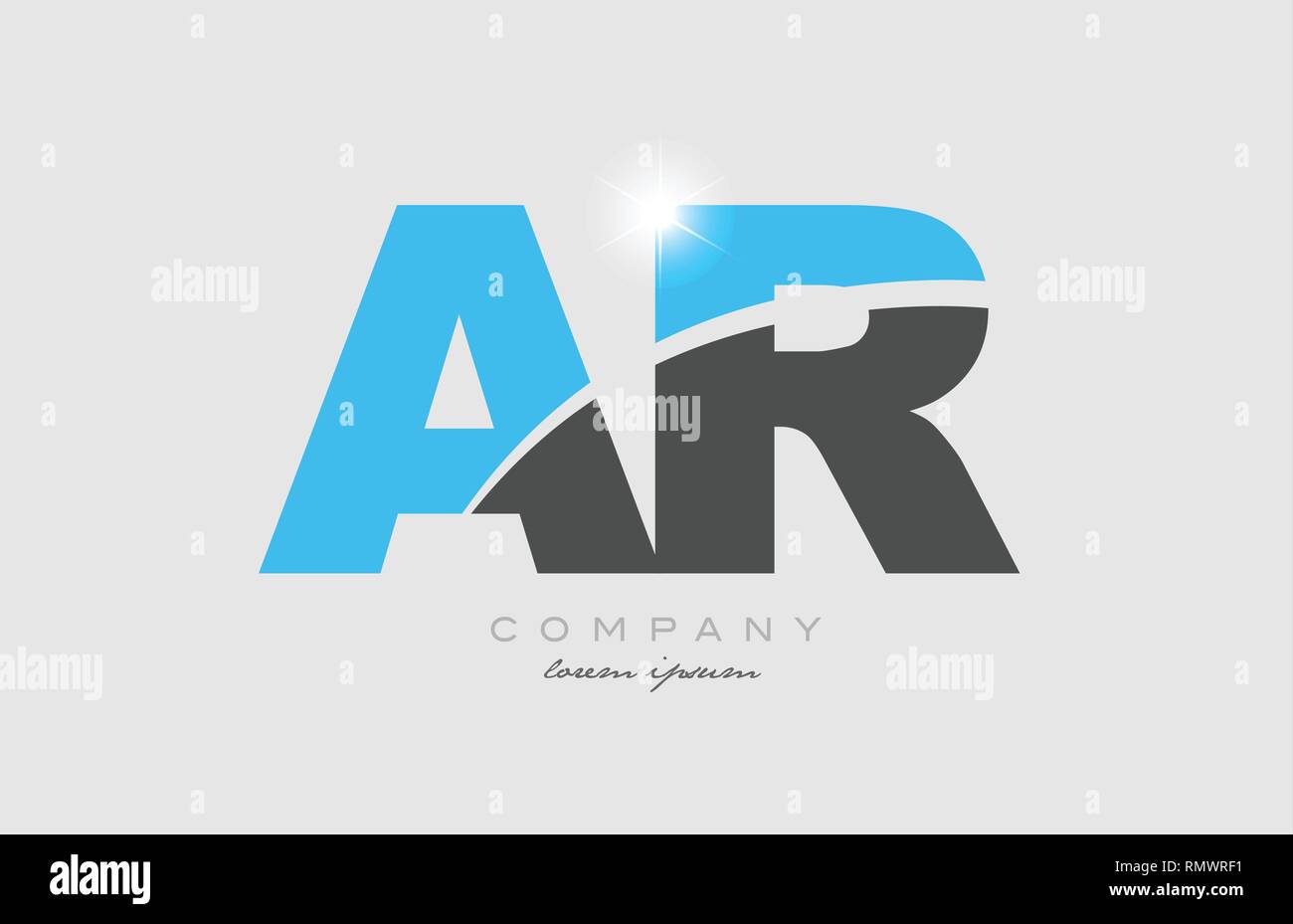 combination letter ar a r in grey blue color alphabet logo icon design ...