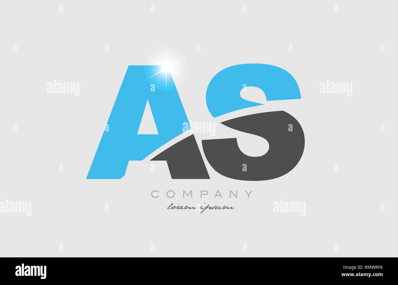 combination letter as a s in grey blue color alphabet logo icon design ...
