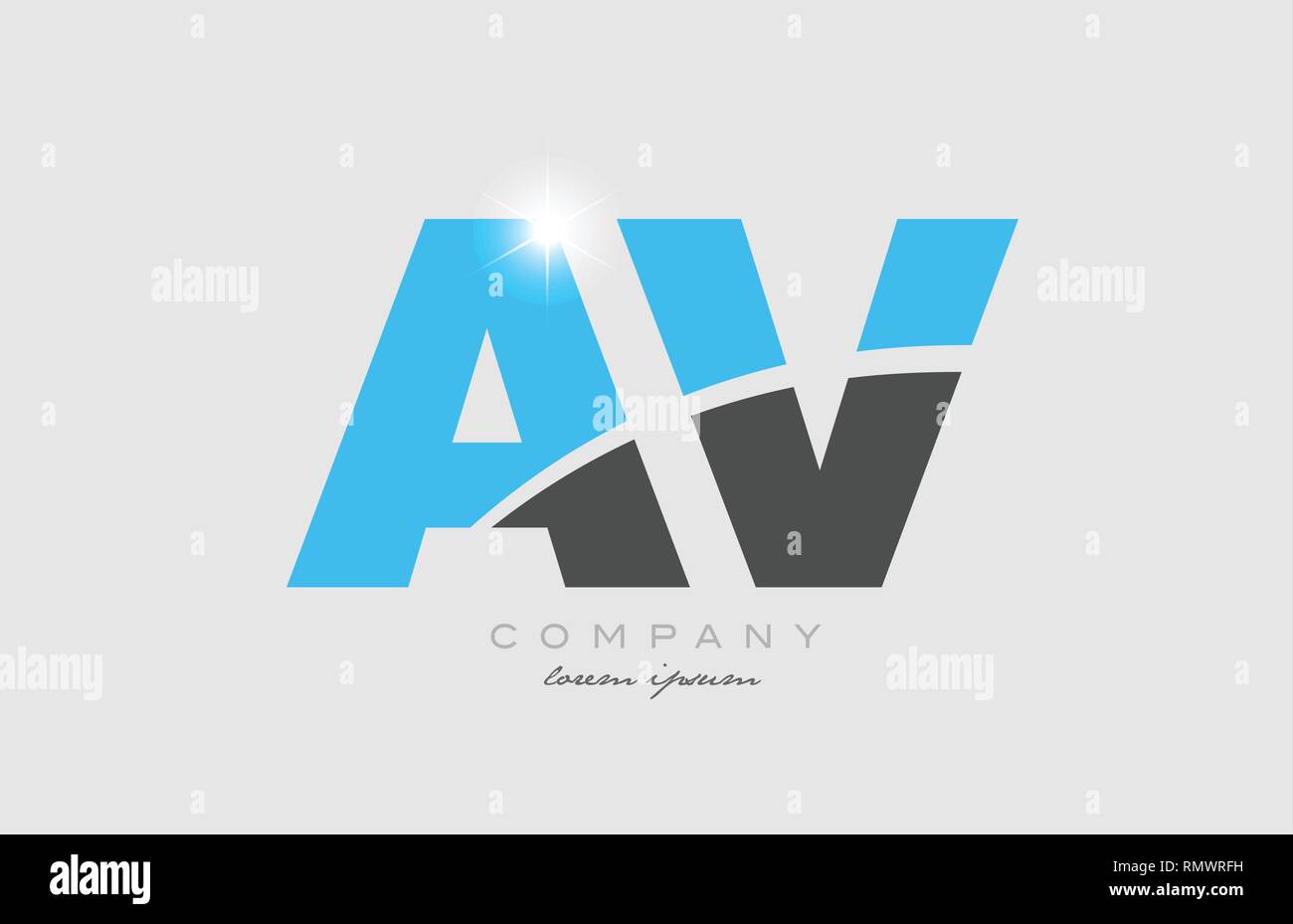 combination letter av a v in grey blue color alphabet logo icon design ...