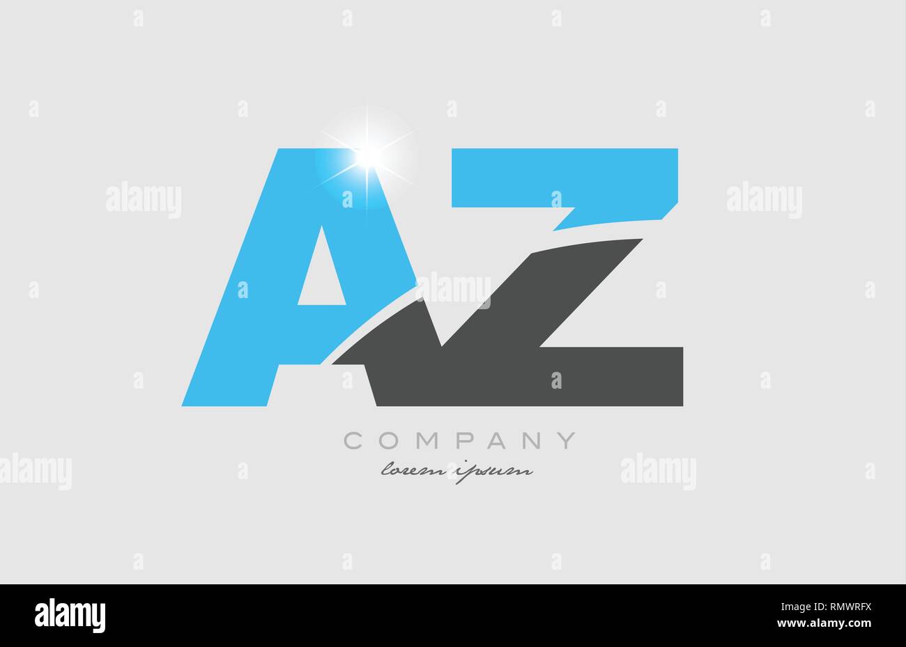 combination letter az a z in grey blue color alphabet logo icon design ...