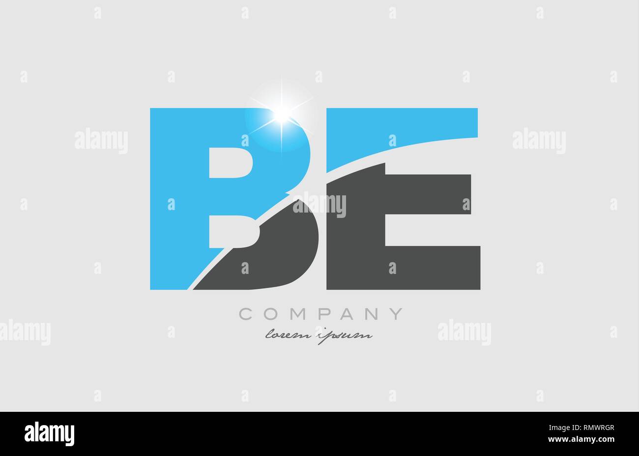 combination letter be b e in grey blue color alphabet logo icon design ...