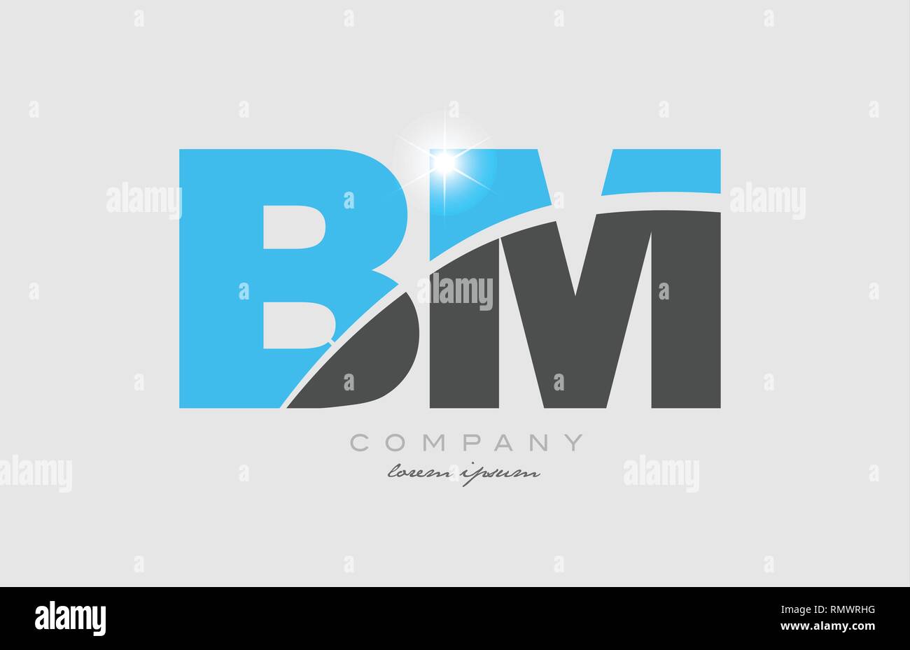 combination letter bm b m in grey blue color alphabet logo icon design ...
