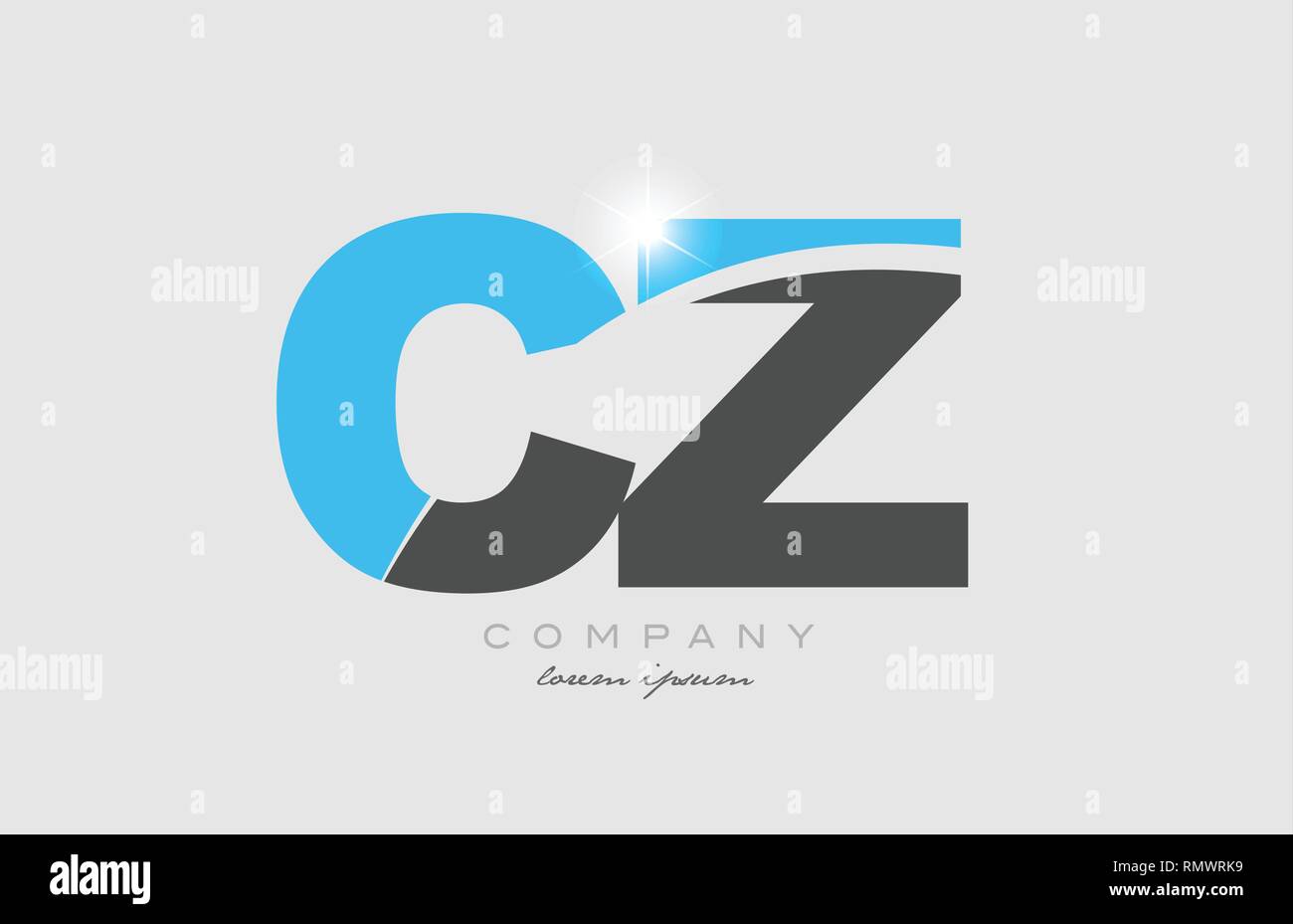 combination letter cz c z in grey blue color alphabet logo icon design ...