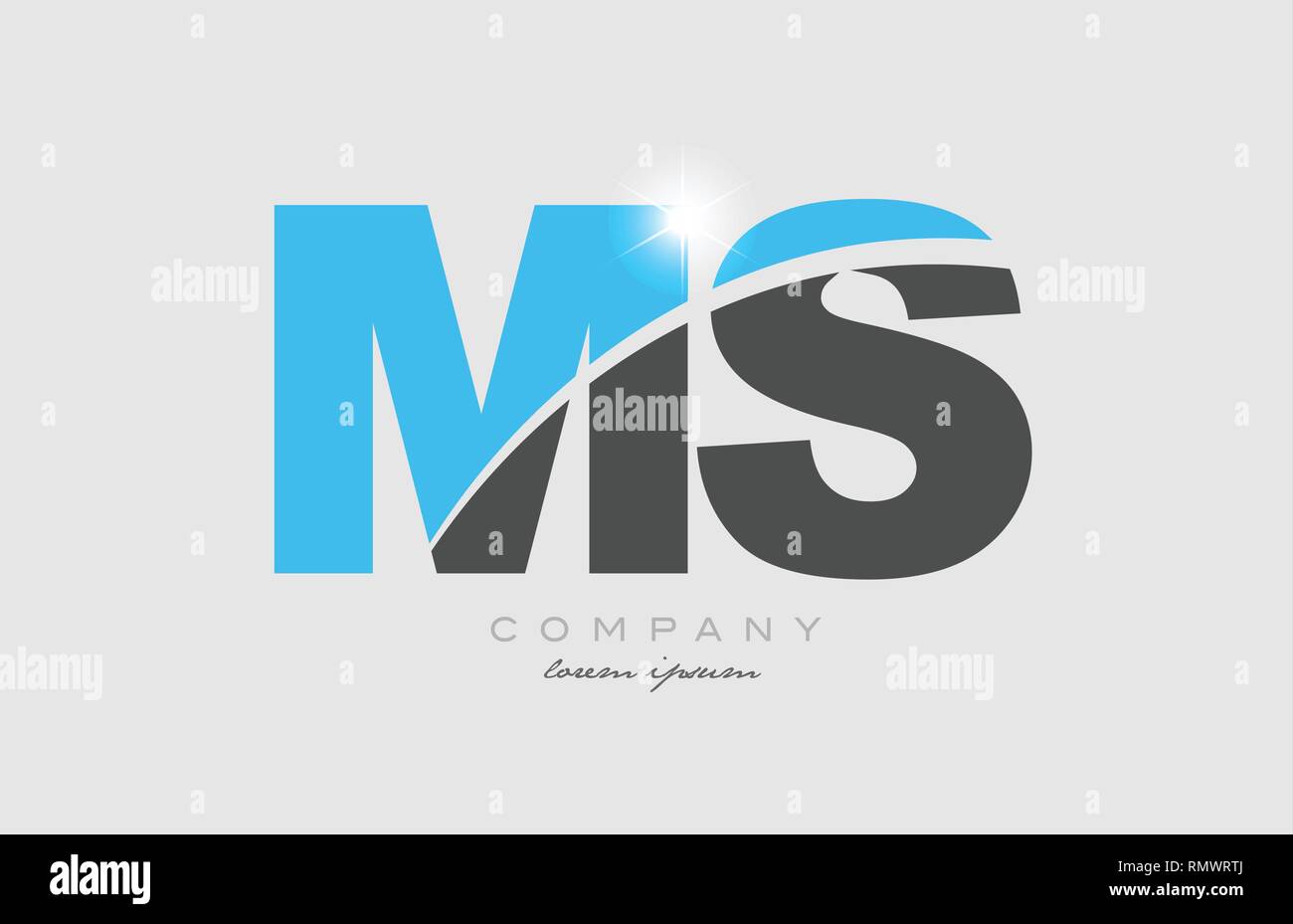 combination letter ms m s in grey blue color alphabet logo icon design ...