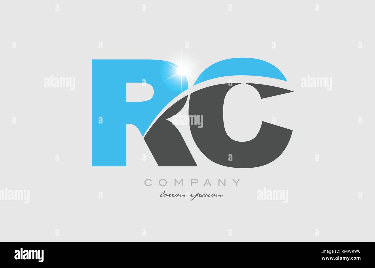 combination letter rc r c in grey blue color alphabet logo icon design ...