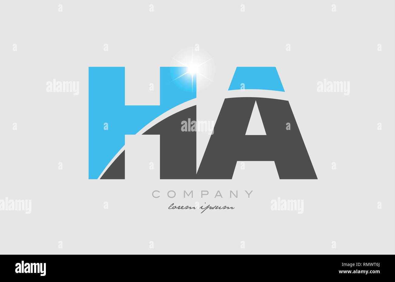 combination letter ha h a in grey blue color alphabet logo icon design ...